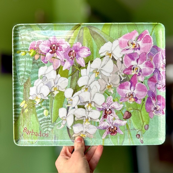Other - VTG Dainty Tropical Flower Floral Melamine Decorative Tray Cottagecore Decor